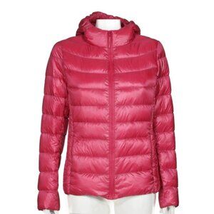 UNIQLO Pink Ultra Light Down Quilted Full Zip Hooded Jacket sz M /890